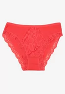Majtki damskie - Różowe Bawełniane Majtki Figi z Gumką w Pasie i Koronką Obetta - miniaturka - grafika 1