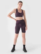 Spodnie sportowe damskie - Damskie legginsy kolarki treningowe 4F 4FWAW24TFSTF013 - fioletowe - miniaturka - grafika 1