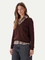 Swetry damskie - Tommy Jeans Sweter Essential DW0DW19888 Brązowy Regular Fit - miniaturka - grafika 1