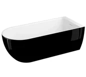 Wanny - Polimat Wanna przyścienna Murena 170x75 cm owalna czarny połysk syfon chrom 00744 - miniaturka - grafika 1