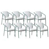 Fotele i krzesła ogrodowe - BELIANI Zestaw 8 krzeseł ogrodowych z poduszkami ASCIANO Metal Zielony - miniaturka - grafika 1