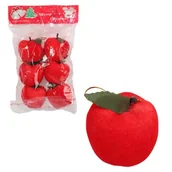 Ozdoby bożonarodzeniowe - Komplet 6 szt. zawieszek flokowanych jabłka 4 cm - miniaturka - grafika 1