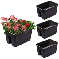 Donice - 3x Skrzynka Doniczka 27,2 cm x 39,6 cm Rattan Umbra Brąz 13 L poręcz balustrada - miniaturka - grafika 1