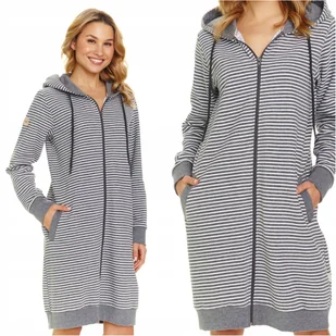 Szlafrok damski na zamek z kapturem DOCTOR NAP 5246 dark grey XXL - Szlafroki damskie - miniaturka - grafika 1