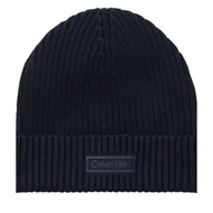 Czapki damskie - Czapka Calvin Klein Patch Chunky Rib Cotton Beanie LV04D8053G Granatowy - miniaturka - grafika 1