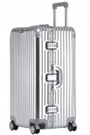 Walizki - WALIZKA PODRÓŻNA ALUMINIOWA NA KÓŁKACH DUŻA SREBRNA METALOWA KLASYCZNA 32" - miniaturka - grafika 1