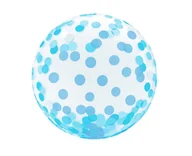 Baby shower i roczek - Godan Balon kryształowy z nadrukiem niebieskiego konfetti  - 45 cm - 1 szt. KR-18NG - miniaturka - grafika 1