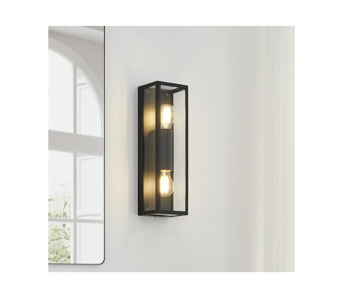 Eglo 33856 - Kinkiet zewnętrzny ALAMONTE 2xE27/60W/230V IP44 czarny