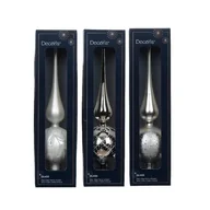 Ozdoby bożonarodzeniowe - Czubek na choinkę szklany dekorowany 8 x 31 cm mix wzorów biały / srebrny - miniaturka - grafika 1