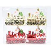 Ozdoby bożonarodzeniowe - Zawieszka Mikołaj lokomotywa 8 x 10 cm 2 sztuki czerwony / złoty - miniaturka - grafika 1