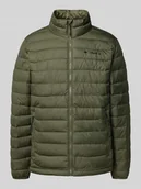 Kurtki męskie - Pikowana kurtka z kapturem z nadrukiem z logo - miniaturka - grafika 1