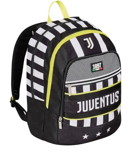 Seven Plecak szkolny ADVANCED - F.C. JUVENTUS piłka nożna - WIN IS THE RULE, czarno-biały - dwukomorowy plecak z kieszenią na butelkę - plecak szkolny dla dzieci, chłopców, Wielobarwny, Taglia unica,