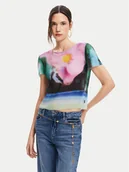 Koszulki i topy damskie - Desigual T-Shirt Plisa 24WWTK95 Kolorowy Slim Fit - miniaturka - grafika 1