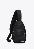 Plecaki - Plecak na jedno ramię z poliestru czarny - miniaturka - grafika 1