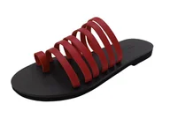 Sandały damskie - Czerwone greckie sandały ze skóry naturalnej SANDINISTA S4155A [Rozmiar: 36] - miniaturka - grafika 1