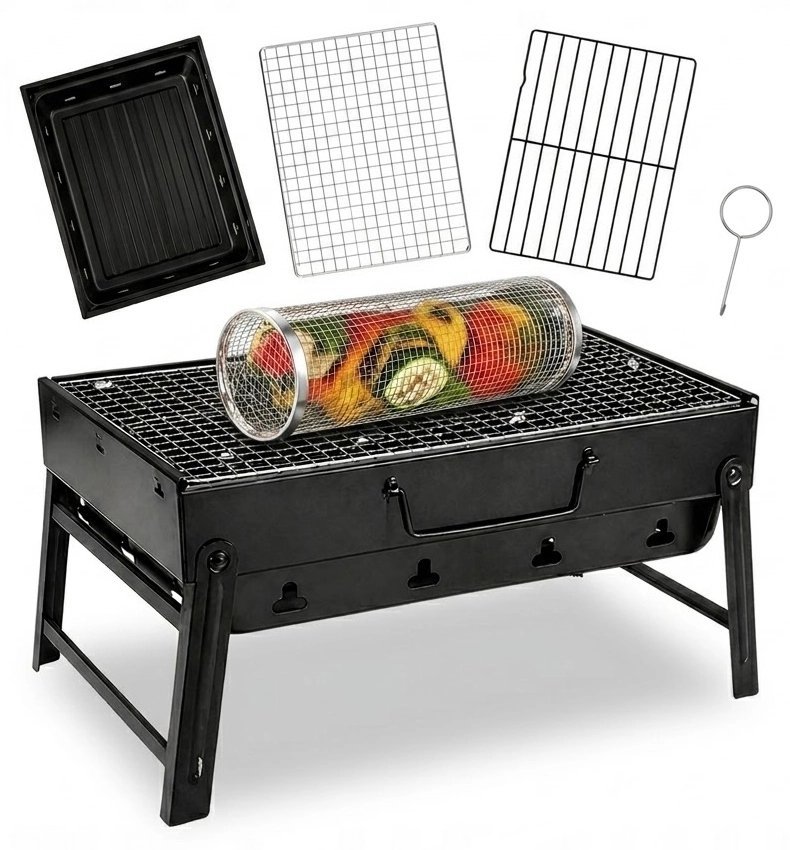 Nextool Grill Turystyczny Składany 35x27 cm + Koszyk Grillowy Warzywa