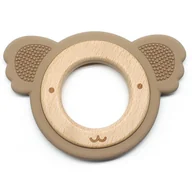 Gryzaki dla dzieci - Gryzak Koala Silikonowy z Drewnianym Pierścieniem [Kolor Beżowy] - miniaturka - grafika 1