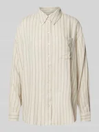 Koszule damskie - Bluzka koszulowa o kroju relaxed fit z mieszanki wiskozy i lnu model ‘PIA’ - miniaturka - grafika 1