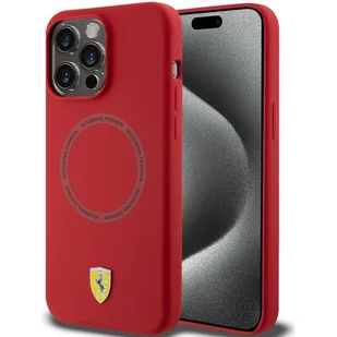 Ferrari FEHMP15XSBAR iPhone 15 Pro Max 6.7" czerwony/red hardcase Silicone Printed Ring MagSafe - Etui i futerały do telefonów - miniaturka - grafika 1