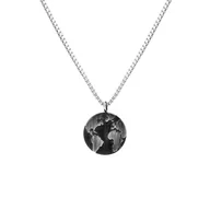 Naszyjniki męskie - Męski naszyjnik z medalionem Ziemi  wisiorek z Mapą Świata - Manoki - miniaturka - grafika 1