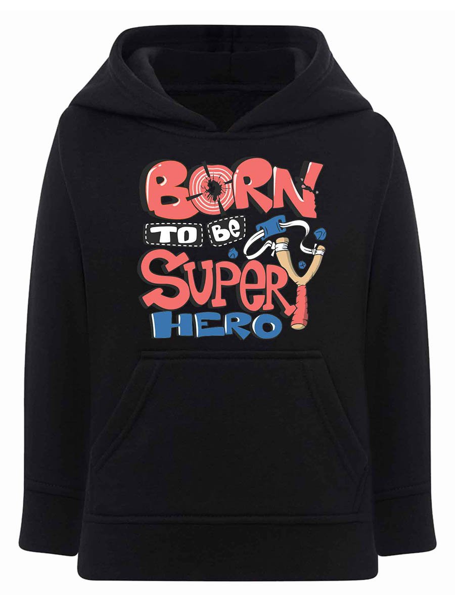 Chłopięca bluza z kapturem Born to be superhero czarna Tup Tup r.122/128