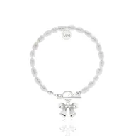 Bransoletki - Bransoletka z naturalnych pereł z ozdobnym zapięciem i kokardką - miniaturka - grafika 1