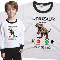 Piżamy dla dziewczynek - Piżama dziecięca Muszę Iść Dinozaur Dzwoni Tyranozaur T Rex 110/116 - VoloDonum - miniaturka - grafika 1