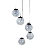 Oprawy, klosze i abażury - BELIANI Lampa wisząca przezroczysta okrągłe szklane klosze metalowa stalowa podstawa 5-punktowe oświetlenie do salonu nowoczesny styl - miniaturka - grafika 1