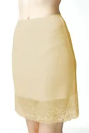 Bielizna nocna - Krótka Półhalka Damska Z Kwiecistą Koronką 56 Beżowy - miniaturka - grafika 1