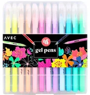 Długopisy - DŁUGOPISY ŻELOWE KOLOROWE BROKAT PASTEL NEON METALICZNE BOX 48 SZTUK AVEC - miniaturka - grafika 1