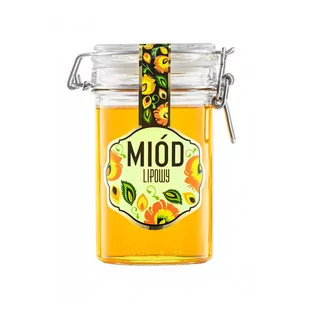 Miód Pszczeli Premium Lipowy 100% z Polskich Pasiek "Miód Lipowy" w Ozdobnym Słoiku Typu Weck 550g Mazurskie Miody - Miód - miniaturka - grafika 1