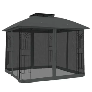 vidaXL Altana z podwójnym dachem i siatką wokół, antracyt, 2,94x2,94 m - Altany ogrodowe - miniaturka - grafika 1