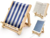 Podpórki do książek - Bookchair Stojak na książkę, czytnik i tablet Deckchair Bookchair Medium Stripy Blue DCSTB - miniaturka - grafika 1