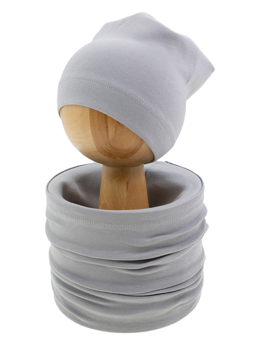 Dziecięcy komplet czapka + komin szary Nicol r.128/134