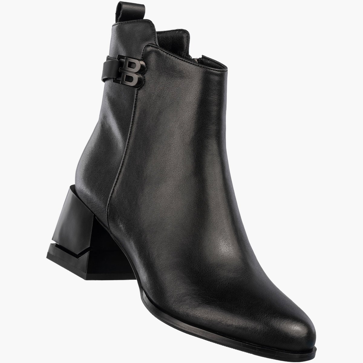 Botki Damskie Skórzane Buty Na Klocku Eleganckie Zimowe Ocieplane Czarne Cambell Czarny 40