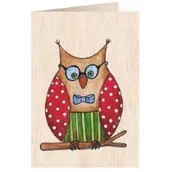 Koperty - Cozywood Karnet drewniany C6 + koperta Sowa 298506 - miniaturka - grafika 1