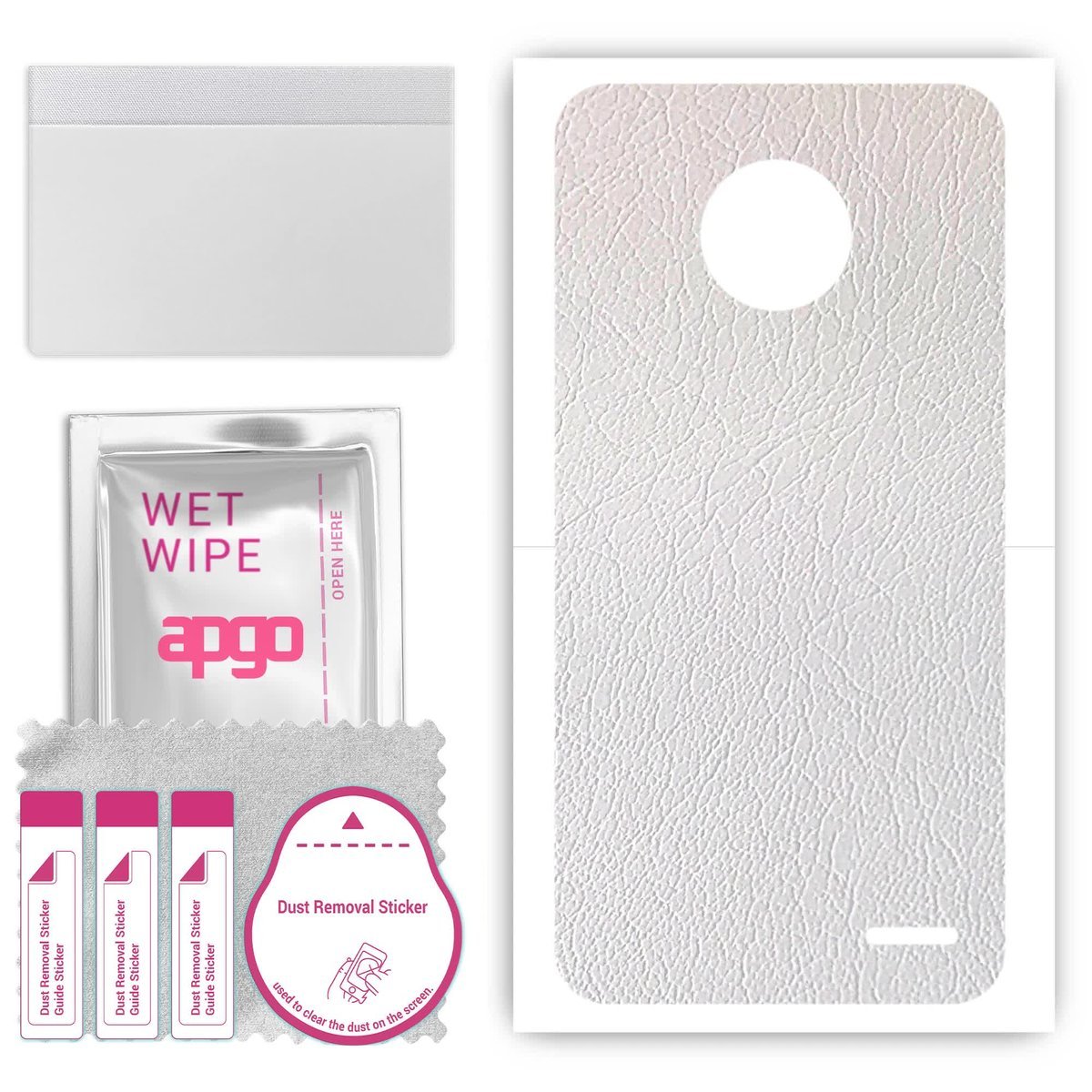 Folia naklejka skórka strukturalna na TYŁ do Motorola Moto E4 - Skóra Biała - apgo SKINS