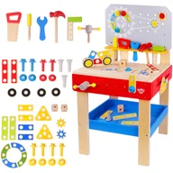 Mały majsterkowicz - Tooky Toy TOOKY TOY Drewniany Warsztat Mechanika dla dzieci + NARZĘDZIA TKC466 - miniaturka - grafika 1
