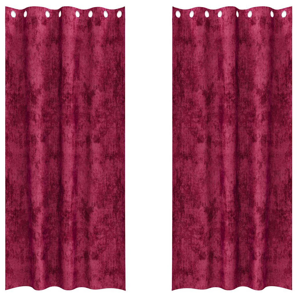 vidaXL Zasłona z zasłonami 2 pcs czerwone wino 225 x 140 cm Aksamit