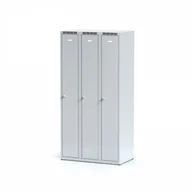 Szafki BHP - Alfa 3 Metalowa szafka ubraniowa trzydrzwiowa, szare drzwi, zamek obrotowy 1261573 - miniaturka - grafika 1