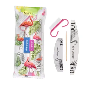 ABA GROUP BEZPIECZNY ZESTAW 13 PILNIK SLIM 100/180 MINI POLERKA 100/180 PATYCZEK SZCZOTECZKA - Zestawy do manicure i pedicure - miniaturka - grafika 1