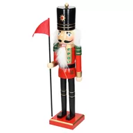Ozdoby bożonarodzeniowe - Figurka dziadka do orzechów z czarnym kapeluszem i flagą 25 cm wykonana z drewna - miniaturka - grafika 1