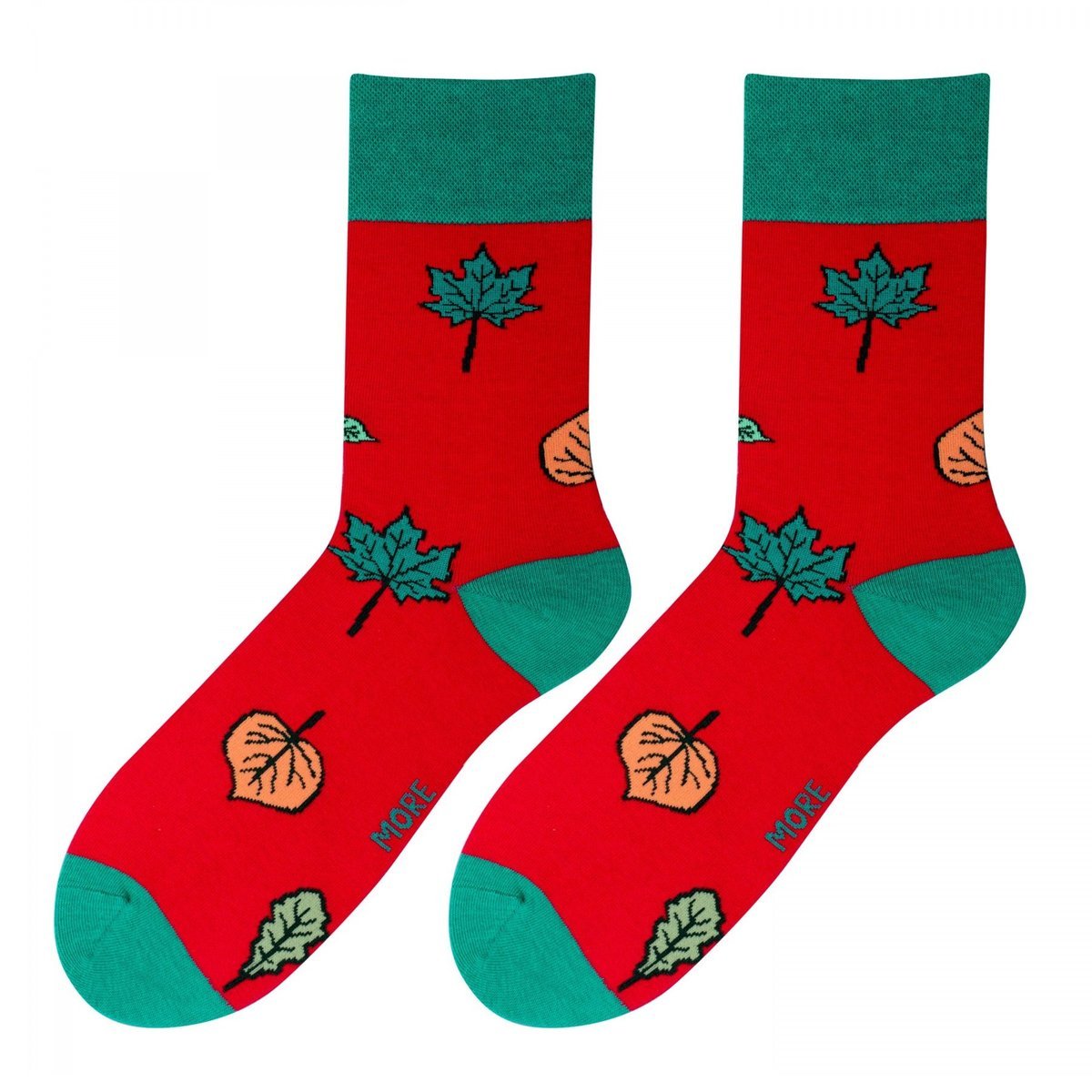 Czerwone skarpety męskie w jesienne liście SK65 39-42