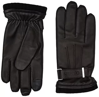 Rękawiczki - Calvin Klein Męskie skórzane rękawiczki nitowe ze skóry, Czarny, M-L - grafika 1