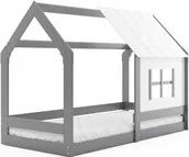 Łóżeczka i kojce - Łóżko dziecięce Domek z daszkiem 160x80 drewniane z materacem - miniaturka - grafika 1