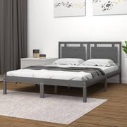 Łóżka - Lumarko Rama łóżka, szara, lite drewno, 120x200 cm - miniaturka - grafika 1
