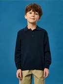 Swetry dla chłopców - Sinsay - Bawełniany sweter polo - granatowy - miniaturka - grafika 1