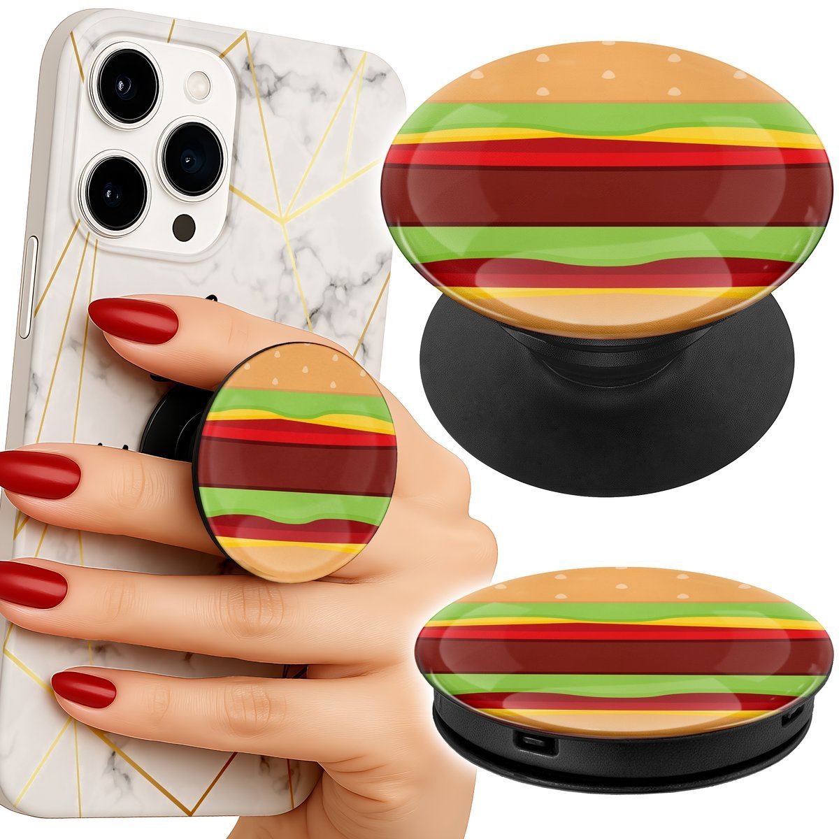 Uchwyt do telefonu Popsocket na palce/stojak BURGER CHEESEBURGER