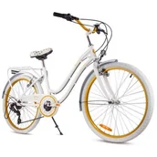 Rowery - Rower młodzieżowy SUN BABY Heart Bike 24 cale dla dziewczynki Bało-złoty - miniaturka - grafika 1