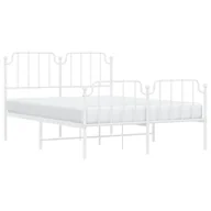 Łóżka - Metalowa rama łóżka z wezgłowiem i zanóżkiem, biała, 140x190 cm Lumarko! - miniaturka - grafika 1